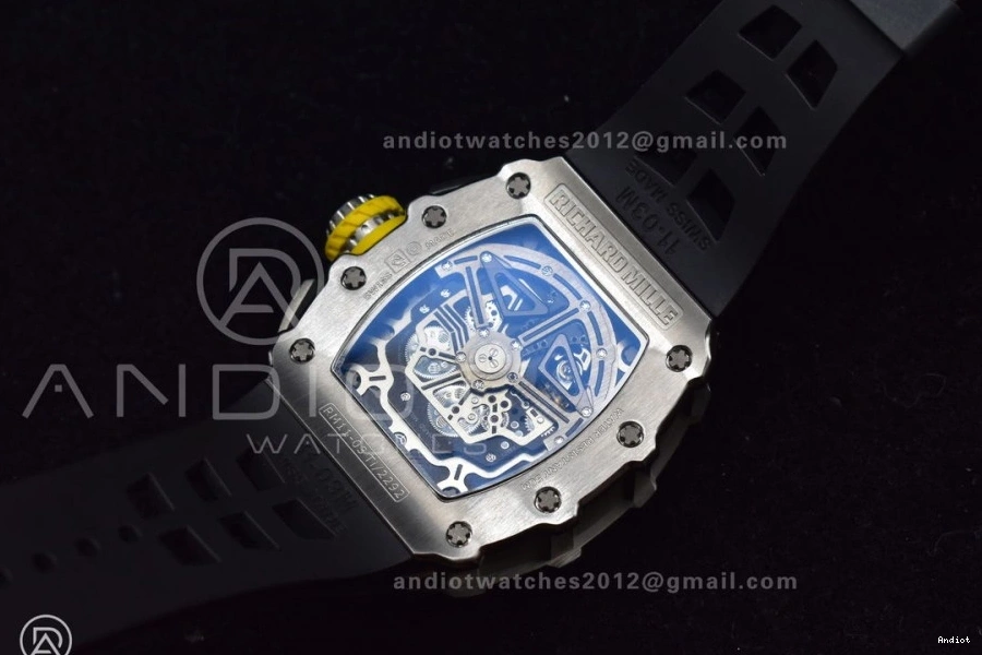 Chrono V Crystal 1:1 RM011 Strap Edition Black KVF Rubber on Black A7750 SS 1025 Functional Dial Best 0706